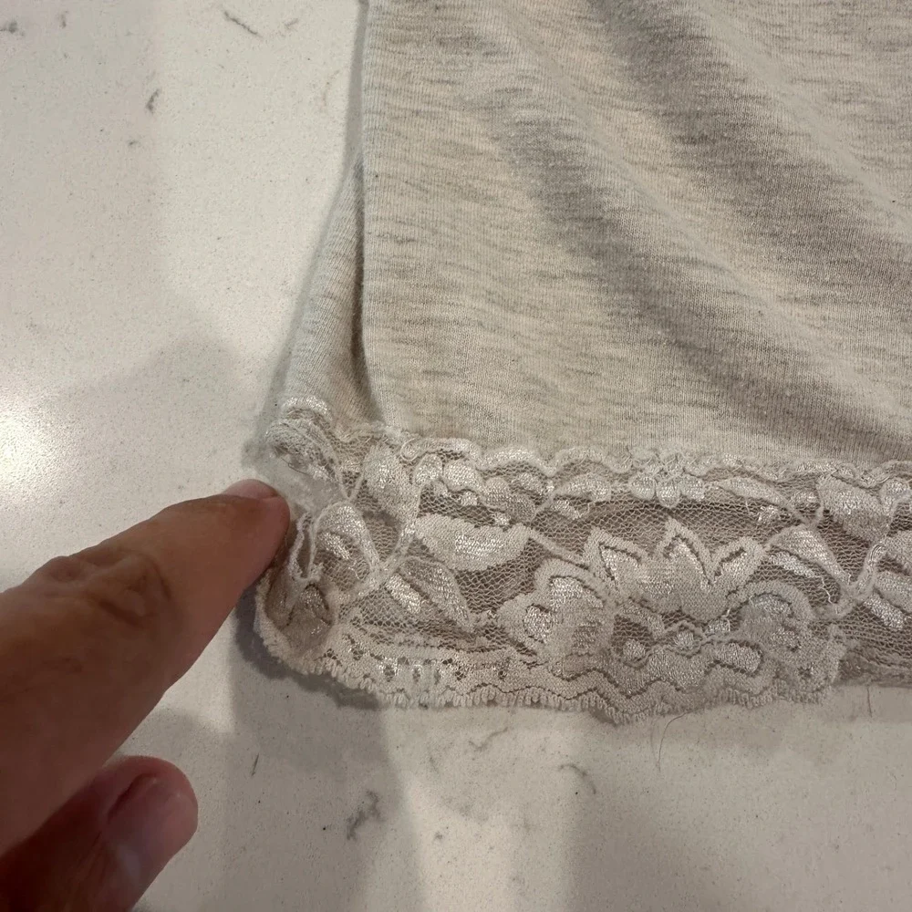 Charlotte Russe Y2K Babydoll Lace Trim Cami Top Heathered Grey Womens Medium